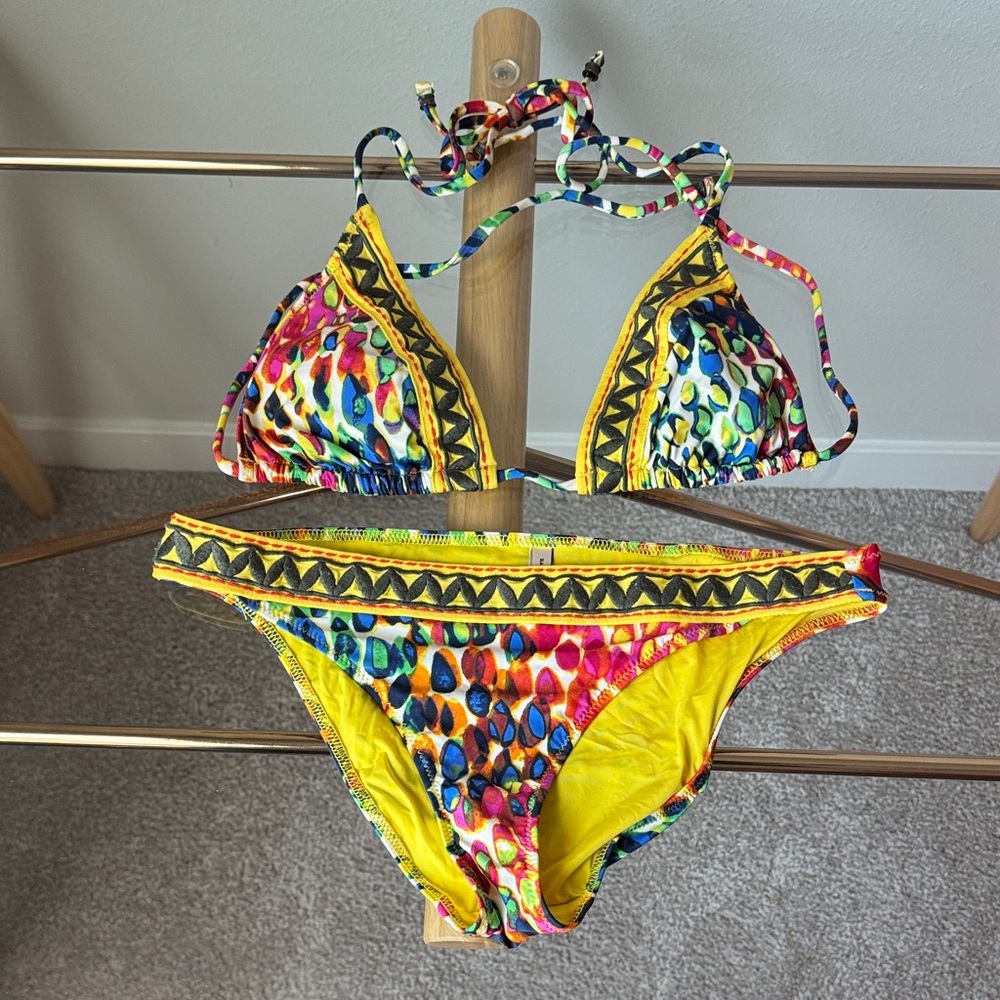 Nanette Lenore Multicolor Triangle Bikini Set - Top Medium / Bottom Small